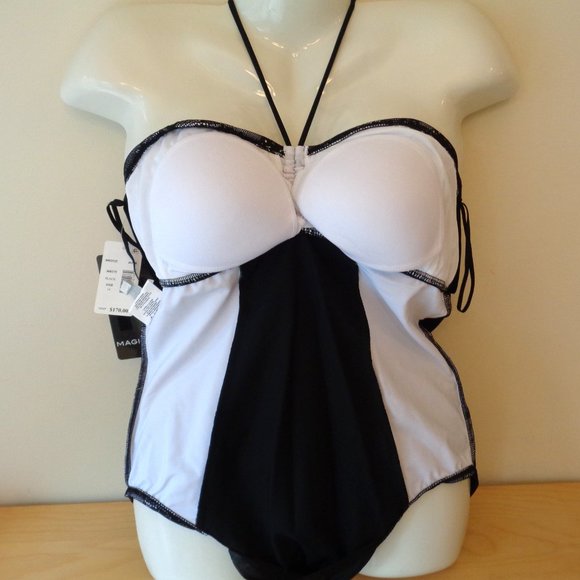 Magicsuit Nora Swimsuit Bandeau Halter 1 PC Black Mesh & Lace Size 14 NEW - Picture 7 of 7